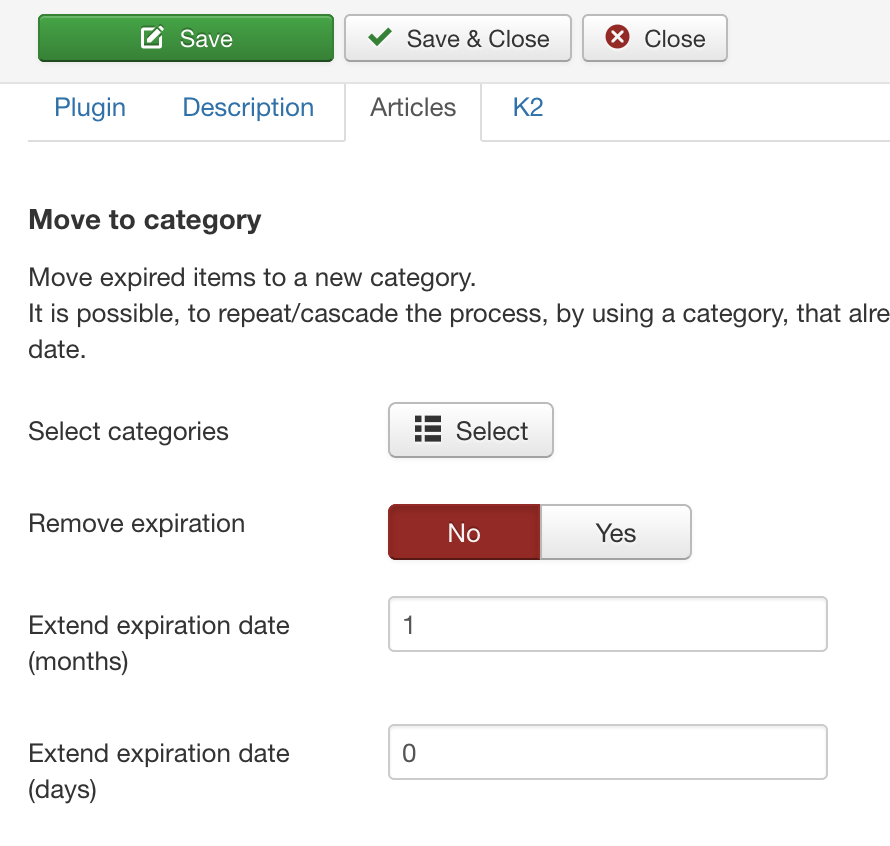 Screen shot article settings